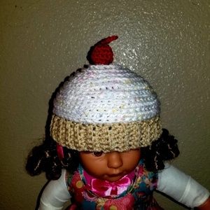 Crochet baby cupcake hat